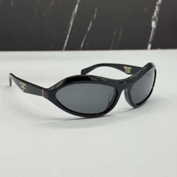 NEW PRADA SUNGLASSES PRA20S 16K5S0 WOMEN BLACK SPR A20 OVAL PR A20S 16K5S0 - Picture 4 of 10